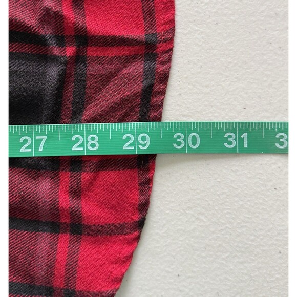 Women Cabincore Red Plaid Flannel Button Front Shirt Oversized Cozy Size XL - Picture 9 of 9